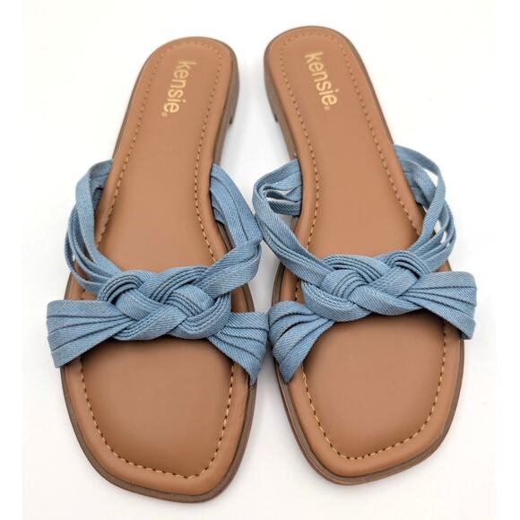 Kensie Raine Knotted Slide Sandal Slip On Women's Denim Blue Size US8.5M EU39 - Picture 2 of 11
